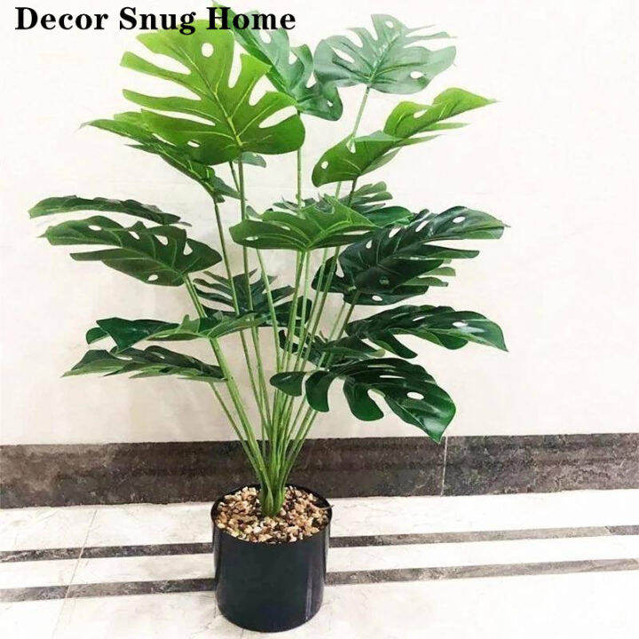【Clearance Sale】Potted Artificial Plants Green Palm Leaves Monstera