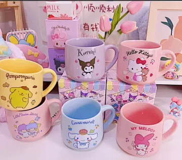 Sanrio Illustration Mug with 3D Phone Holder Cup Lid 400ml Hello Kitty Pink 400ml