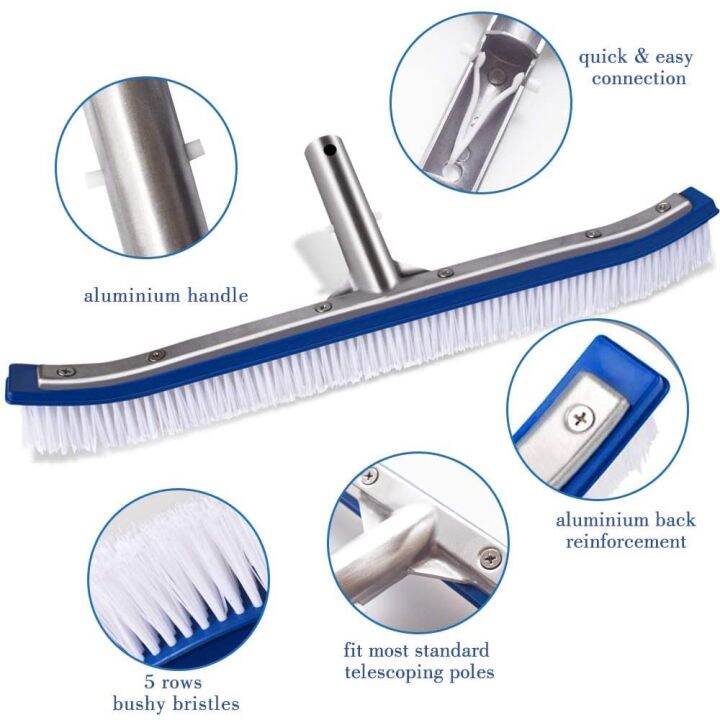 Ready Pool Brush Sikat Kolam Renang Gagang Metal Ukuran 45cm Lazada