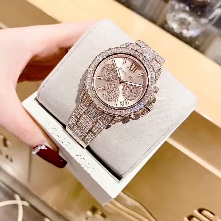 Đồng Hồ Nữ Michael Kors Everest MK7235 Dây Kim Loại Vàng Hồng Đính