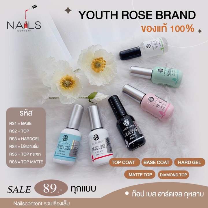 *พร้อมส่ง* Youth Rose Top Coat / Base Coat / Hard Gel ท็อป​ เบส ฮาร์ดเจล กุหลาบ ของแท้ 100% พร้อมส่ง