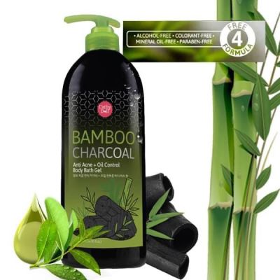 [ของแท้ ส่งไว!] CATHY DOLL เจลอาบน้ำ แบมบู ชาโคล ถ่านหินไม้ไผ่ ดีทอกซ์ผิว  BAMBOO CHARCOAL ANTI ACNE+OIL BATH GEL 500 ML.