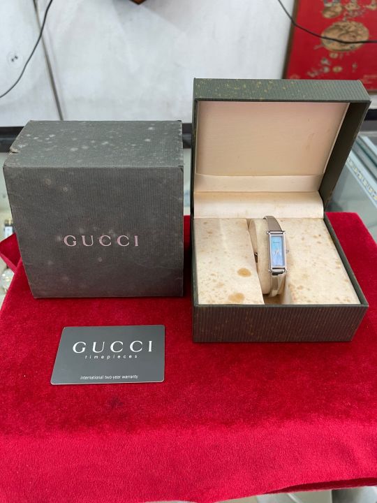 gucci-quartz-โมเดล-1500l-หน้าปัดมุก-ตัวเรือนสแตนเลส-นาฬิกาผู้หญิง-นาฬิกามือสองของแท้