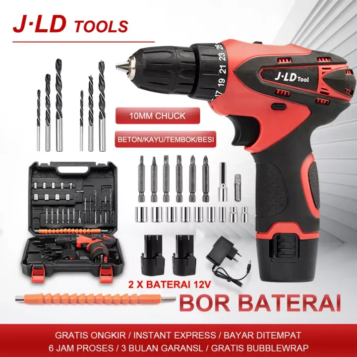 Jld V Bor Charger Cordless Jld Volt Full Set Bor Obeng Baterai Lazada Indonesia