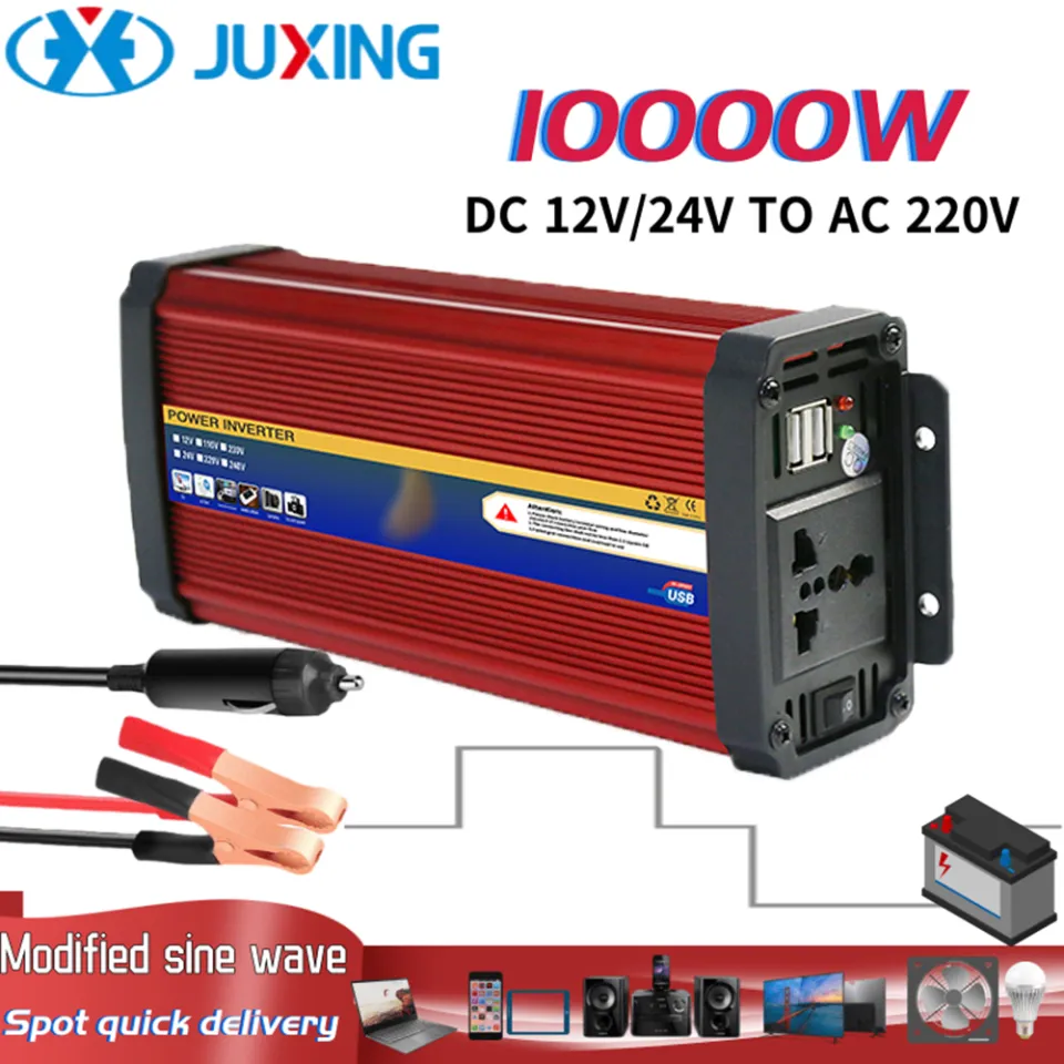 1500W Power Inverter,Car Solar Power Inverter DC 12V to AC 220V USB Sine  Wave Converter Car Inverter Outdoor Emergency Power Supply
