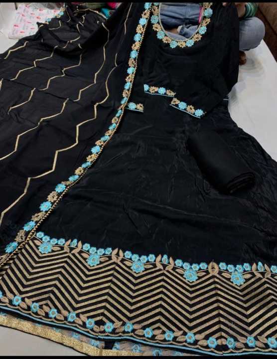 New Collection Black color Readymade Crave silk Frok(dress) with ...