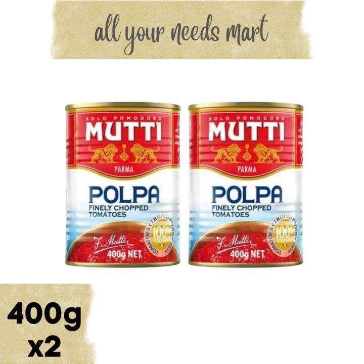 SOLO POmodoro Mutti • Parma Polpa • Finely Chopped Tomatoes • 400g x2 ...