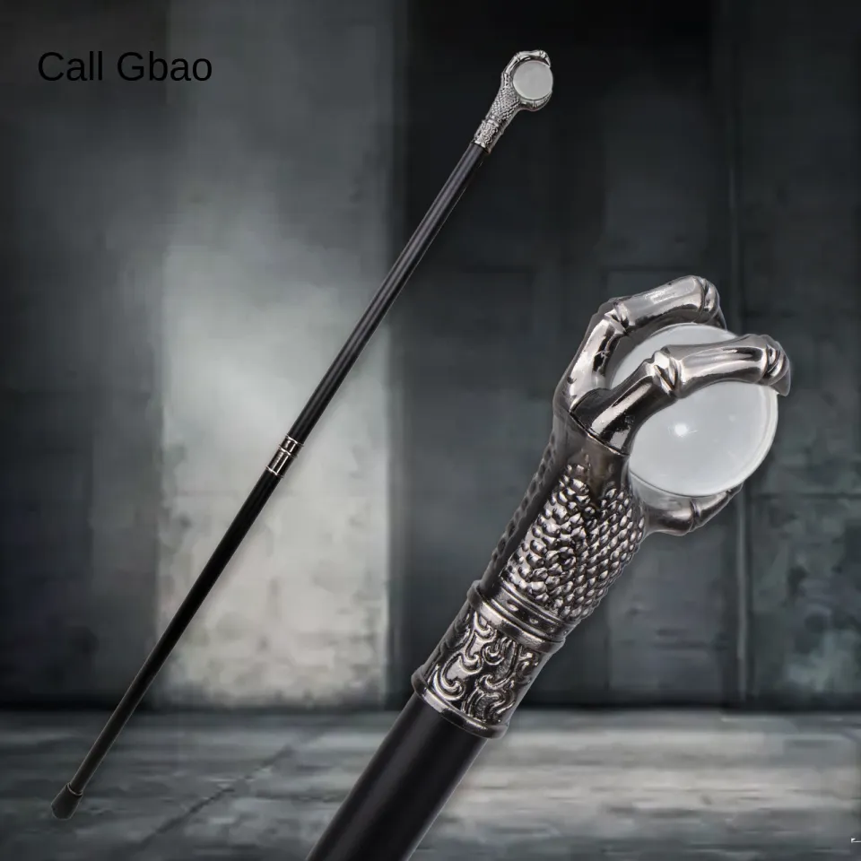 Cheap Silver Dragon Claw Grasp Black Glass Ball Walking Cane Fashion  Decorative Walking Stick Gentleman Elegant Cosplay Crosier 93cm