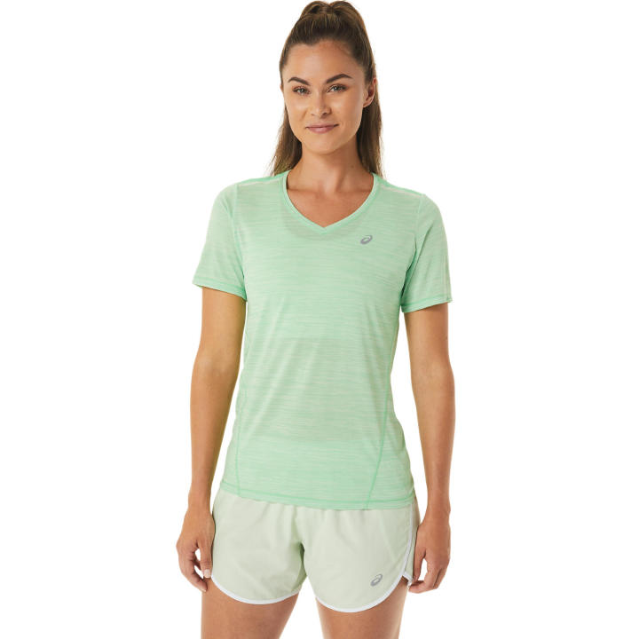 asics-race-v-neck-ss-top-women-running-เสื้อผู้-หญิงเสื้อ-เสื้อคอกลม-ของแท้-tourmaline-whisper-green