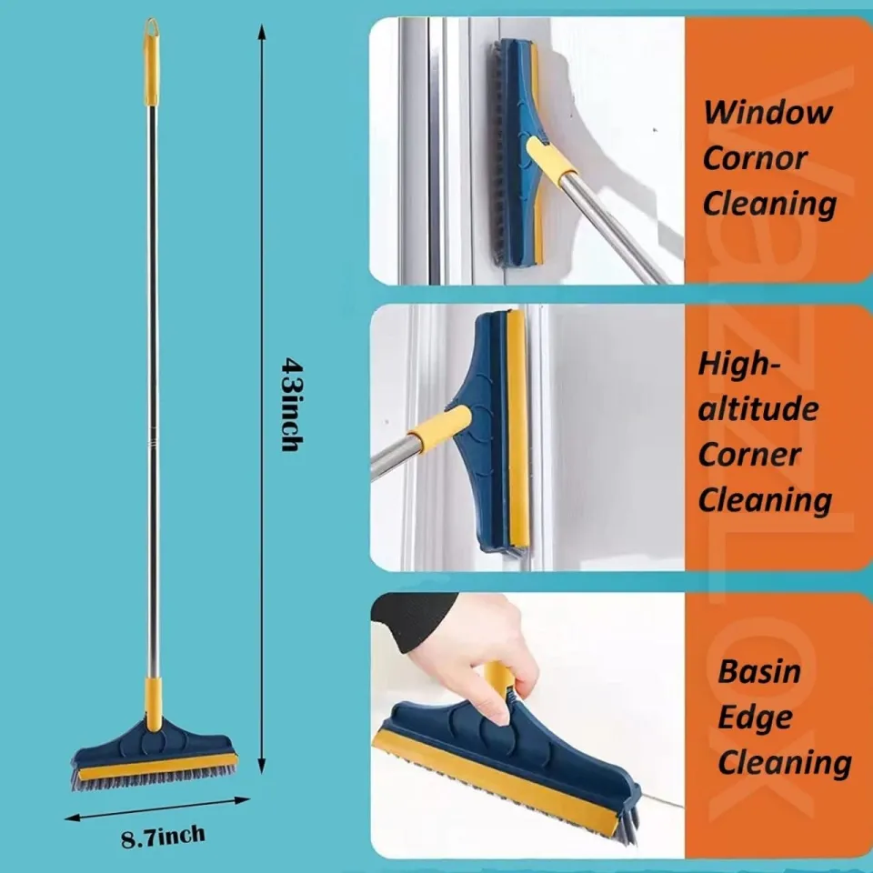 2 in 1 Floor Cleaning Brush with Wiper with Long Handle 120 digree Handle