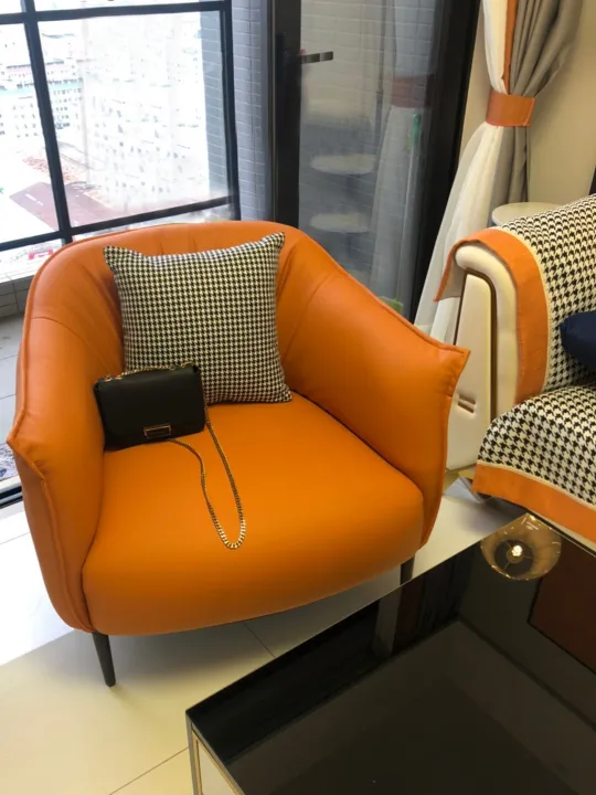 Single Sofa Chair Casual Light Luxury Designer Leather Chair Red American Nordic Seat