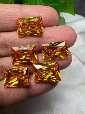 CZ yellow ขนาด 10X14 mm weight แพซ CZ เพชรรัสเซีย เนื้อแข็ง พลอย cubic zirconia( 5 เม็ด ) แพซ พลอย LAB MADE 100%