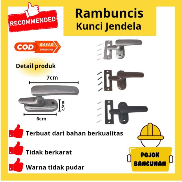 Grendel Slot Kunci Hendel Jendela Rambuncis Pintu Alumunium 15b Lazada Indonesia 9563