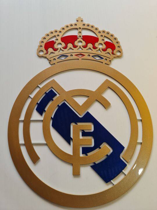 โลโก้-real-madrid-เหล็กตัดเลเซอร์-ขนาด-60x43-เซนติเมตร-เหล็กหนา-3-มิลลิเมตร-แบบแขวน-ติดฝาผนังพ่นสีเหมือนจริงใช้สี-2k-สีพ่นรถยนต์ภายนอกสวยงามคงทนทนแดดทนฝนไม่เป็นสนิมขั้นตอนการทำเหมือนทำสีรถยนต์ภายนอกทุ