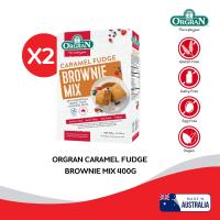 Exp.25/5/2023[แพ็คคู่] ORGRAN CARAMEL FUDGE BROWNIE MIX 400G ออร์แกรน คาราเมล ฟัดจ์ บราวนี่ แป้งสำเร็จรูป ไม่มีส่วนผสมของไข่ น้ำตาล และนม นำเข้าจากออสเตรเลีย