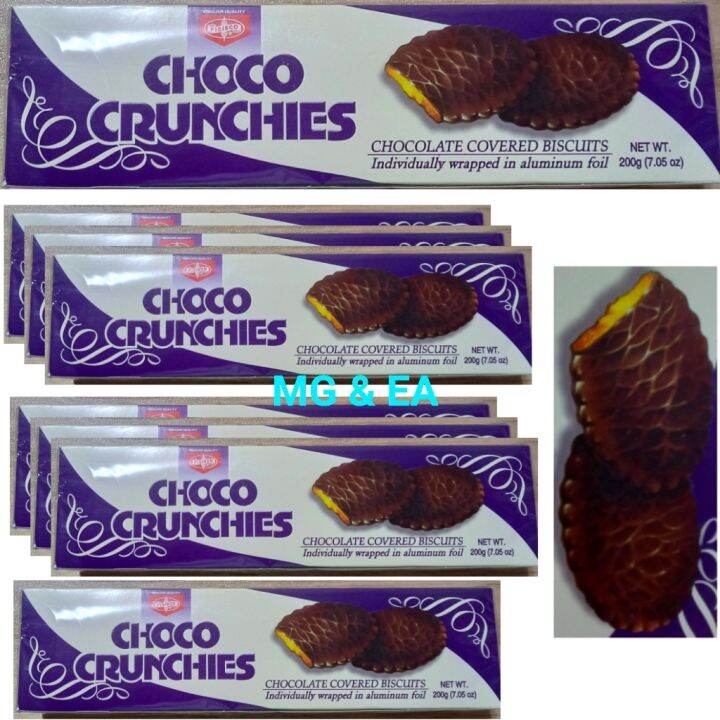 200g Choco Crunchies. Chocolate Covered Biscuits. Individually wrapped