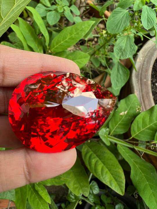 เพชร-cz-รัสเซีย-พลอย-170-กะรัต-1-เม็ด-ตัดสำเร็จ-เนื้อแข็ง-cubic-zirconia-pear-ruby-red-orange-color-ความยาว-xความกว้าง-36x27-มิล