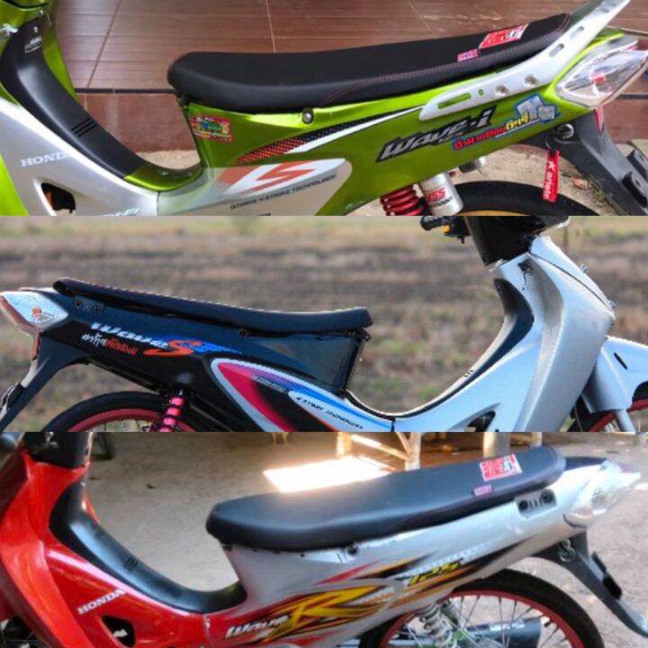 เบาะเวฟ125หัวเถิกปาดบางทรงเชงบางเฉียบหนังด้านสีดำs-racing