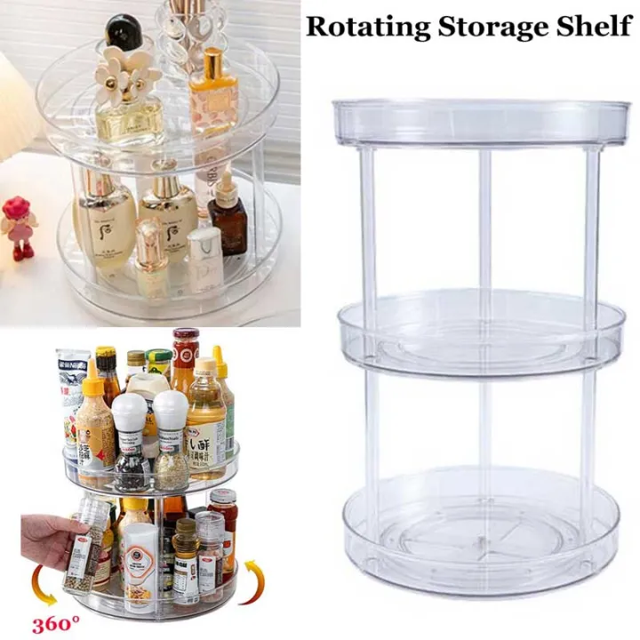1/2/3 Tier Clear Acrylic Lazy Susan 360° Rotating Storage Shelf 1/2/3