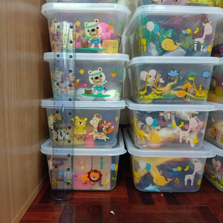 กล่องพลาสติก-กล่องเก็บของเล่น-กล่องใส่อาหาร-เก็บของเล่น-กล่องจัดระเบียบ-ของใช้เด็ก-ของเล่น-กล่องลายน่ารัก-กล่องใส่ของ