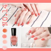 สีทาเล็บกึ่งเจล #014 สีพีช peach  #สวยหรู #วิ้งวิ้ง  ✅ แบบไม่ต้องอบ   ? แห้งไว ไม่ต้องใช้เครื่องอบ ? ลอกออกง่ายไม่ต้องใช้น้ำยาล้าง ? หน้าเล็บไม่เสีย