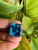 บลูโทพาสย BLUE TOPAZ STONE พลอย100% LAB MADE กะรัต 15x15.มิลลิเมตร..(1 เม็ด) MM รูป-CUSHION สะอาดตา (1pcs) พลอยอัด สีบลูโทพาส เหลี่ยมสัปปะรด