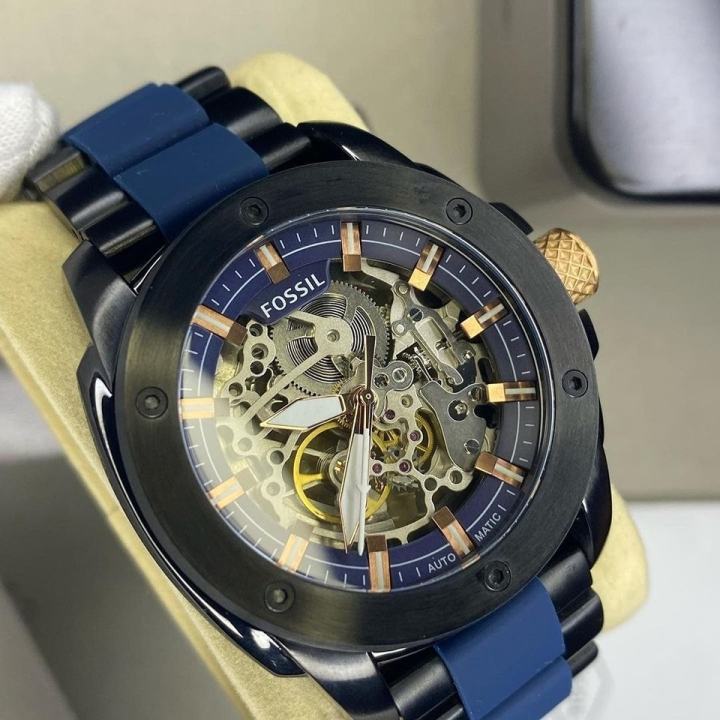 นาฬิกาข้อมือผู้ชาย-fossil-me3133-two-tone-plated-modern-machine-automatic