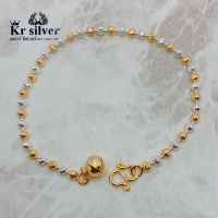 Kr silver | สร้อยข้อมือ เงินแท้ สองกษัตริย์ ขนาด 3 มิล ยาว 7 นิ้ว (ลายเม็ดจีบ) (ตัวเรือนเป็นเงินแท้ทั้งเส้น)