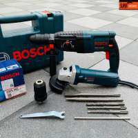 Bosch สว่าน สว่านโรตารี่ สว่านบอส 3 ระบบ รุ่น GBH2-26DFR-1500W พร้อมอุปกรณ์+หินเจียร Bosch 4นิ้ว ประกันศูนย์ รุ่น GWS060 กำลังไฟ 670W รุ่นงานหนัก