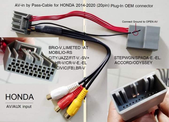 สาย ต่อ สัญญาณ AV-input by pass แบบ plug in สำหรับวิทยุ HONDA