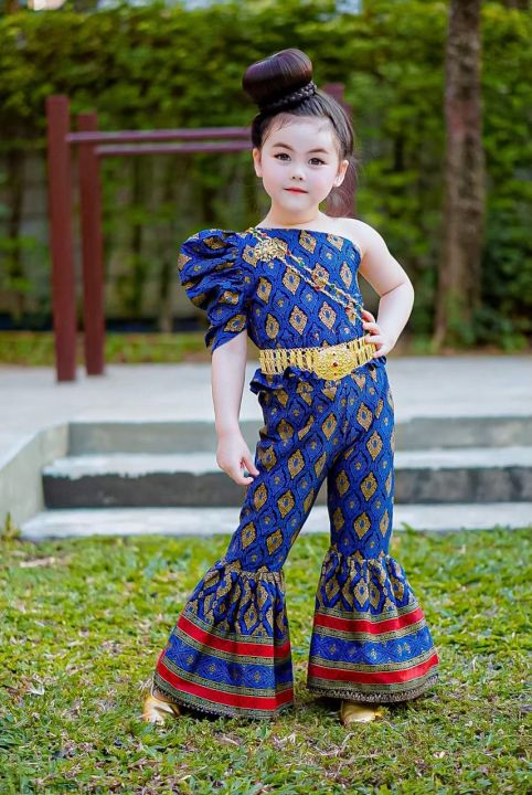ชุดไทยประยุกต์-ชุดไทยเด็กหญิง-ชุดกางเกงเด็กพร้อมส่ง