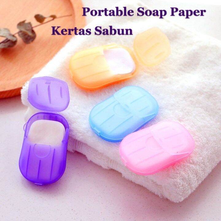 🎁 Free Gift 20pcs/Box Travel Disposable Soap Tablets Boxed Soap Paper ...