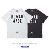 Humanmade เสื้อยืดพิมพ์ลายเป็ดน้อยภาษาอังกฤษน่ารักแบรนด์ยอดนิยมจากญี่ปุ่นสำหรับคู่รักชายและหญิงแขนสั้นผ้าฝ้ายไม้ไผ่ g