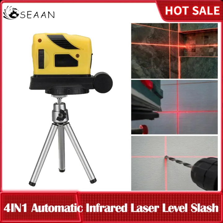 Infrared Laser Level, 90 Degree Dual Diodes Levels Mini Portable DIY Right Angle Measuring Tool Switchable Vertical Horizontal Cross Line High
