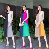 Maxi dess ชุดเดรส เดรสอัดพลีท อัดพลีท อัดพลีทไฮโซ