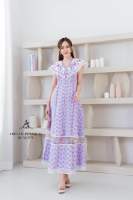 Maxidress แขนกุดคอปกปักลูกไม้แน่น กระโปรงทรงปล่อย Tag:: Abigail