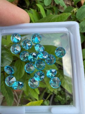 CZ คิวบิกเซอร์โคเนีย เพชรรัสเซีย Cubic Zirconia ทรงกลม อความารีน สี BLUE LIGHT  6.00 carats AMETHYST American diamond stone ROUND SHAPE 6.00MM ( 2 PCS เม็ด )