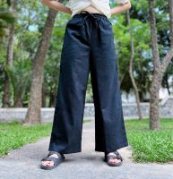 [Free Size] กางเกงขายาวผ้าฝ้ายขาทีงกรงกระบอกใหญ่ ขาตรง ทรงเกาหลี