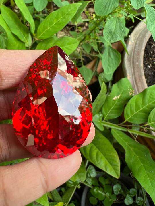 เพชร-cz-รัสเซีย-พลอย-170-กะรัต-1-เม็ด-ตัดสำเร็จ-เนื้อแข็ง-cubic-zirconia-pear-ruby-red-orange-color-ความยาว-xความกว้าง-36x27-มิล