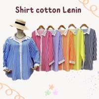 Shirt contain Lenin เชิ้ตโอเวอร์ไซส์ ผ้าคอตตอนลินิน อก50 สีสันสดใสมากค่ะ