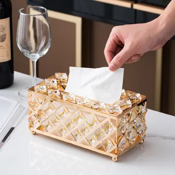 Luxury Golden Tissue Boxes Storage Napkin Holder Paper Case