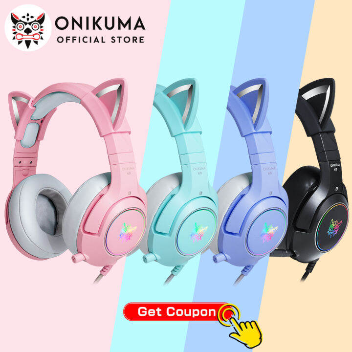 Onikuma K9 Gaming Headset with Removable Cat Ears Noise Canceling ...
