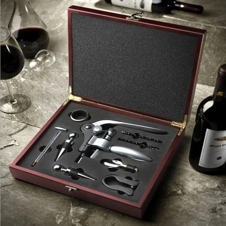 Wine Wine Bottle Opener Set Gift Wooden Box Ninepiece Set Wine Set
