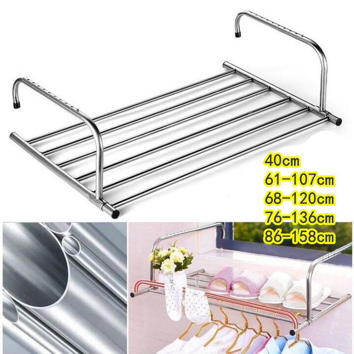 Foldable Stainless Steel Window Shoe Rack Clothes Drying Shelf ...