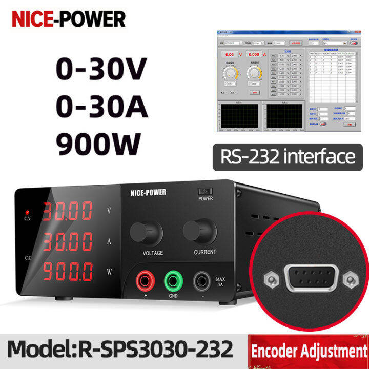 30V 30A Lab DC Power Supply with RS232 Encoder Adjustment Voltage