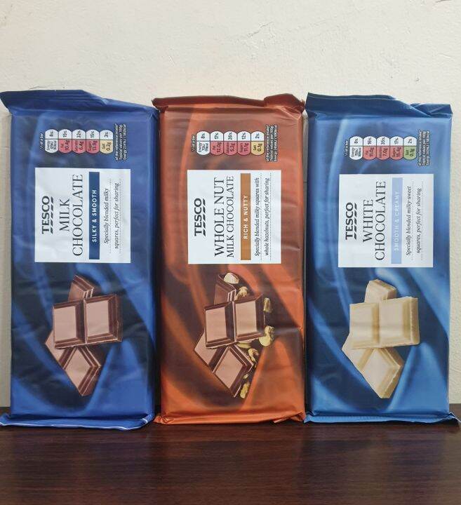 Tesco Milk Chocolate, White & Whole Nut 200g UK Lazada PH
