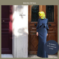 [MUSLEENA] TABAA DRESS . 2 Colours . เดรสยาวระบายไขว้ ทรงกึ่งหางปลา ใส่ปล่อยสบายๆหรือเข้ารูปได้โดยผูกสายที่เอว มีซับในยาวปราณีต