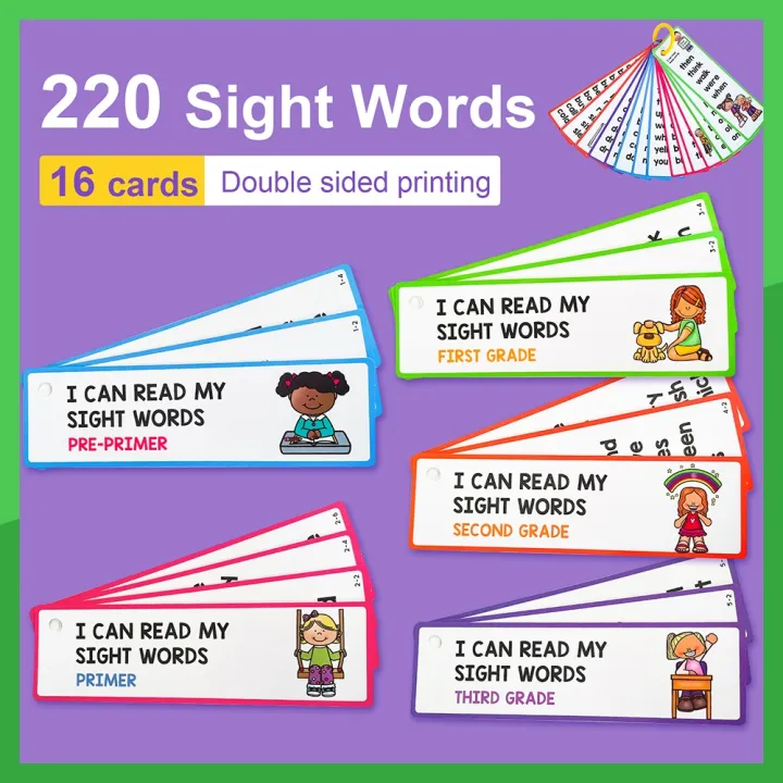 220 Dolch Sight Words Flash Cards Set for Kids Children Toddler ...