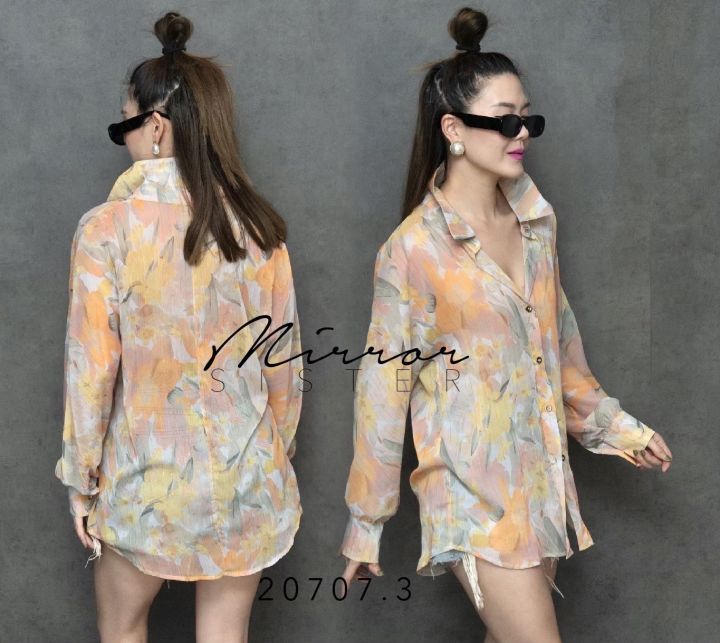 mirrorsister-20707-3-เสื้อเชิ้ตลายดอก-เสื้อแขนยาว-เสื้อใส่สบาย-เสื้อสีสดใส-เสื้อทำงาน-เสื้อไปเที่ยว-เสื้อลายดอก