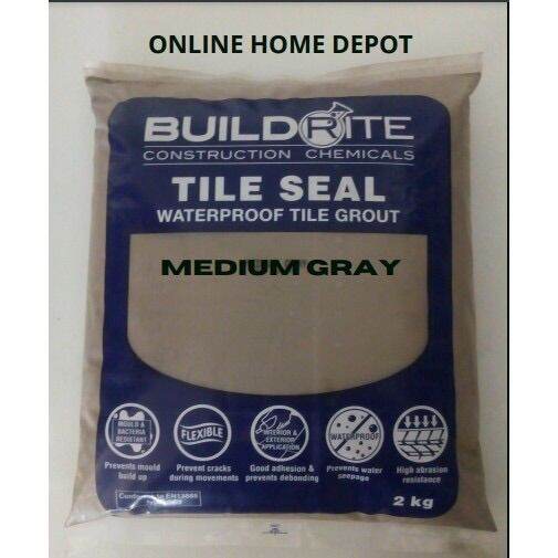 BUILDRITE TILE SEAL Waterproof Tile Grout Medium/Dark Gray/Black 2 KG